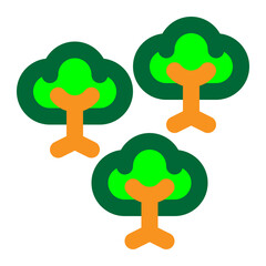 forest, jungle, trees, plants, environment, ecology, nature colored outline icon