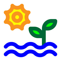 nature, natural, ecology, ecosystem, environment, water colored outline icon