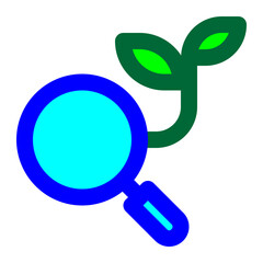 research, analysis, study, botany, ecology, plant colored outline icon