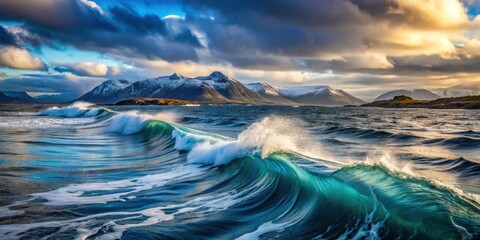 Fototapeta premium Abstract background of meeting waves in Saltstraumen, Norway , river, sea, high tide, low tide, whirlpools, maelstrom