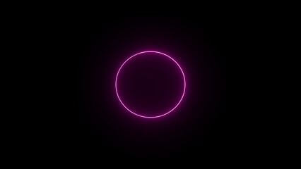 Abstract neon circle frame loading icon on black background. Glowing neon circle animation. Empty space ,ring ,round frame and rotation circle smooth neon glowing loop animation .