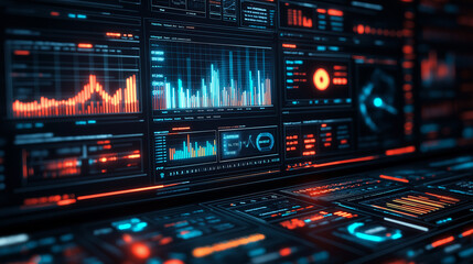 Obraz premium financial analysis on Multiple Screens