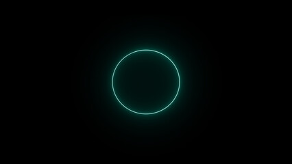 Abstract neon circle frame loading icon on black background. Glowing neon circle animation. Empty space ,ring ,round frame and rotation circle smooth neon glowing loop animation .