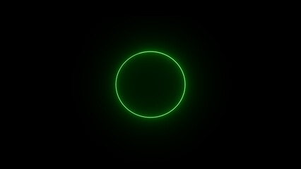 Abstract neon circle frame loading icon on black background. Glowing neon circle animation. Empty space ,ring ,round frame and rotation circle smooth neon glowing loop animation .