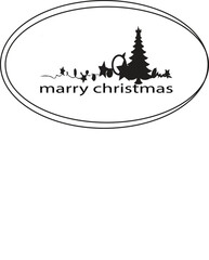 christmas card with christmas tree vector