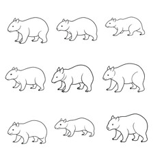 Wombat Stretching Line Art Vector