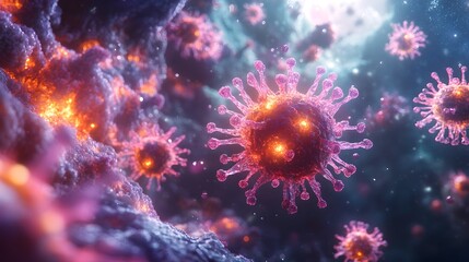 Microscopic Visualization of Immune System Fighting Viral Infection