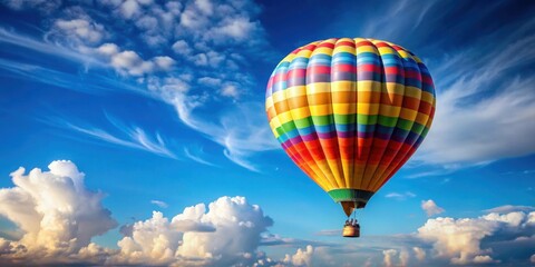 Obraz premium Hot air balloon floating in the sky isolated, travel, adventure, colourful, transportation, flying, aerial, freedom