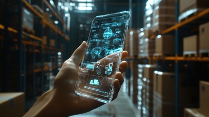 The Transparent Smartphone in Warehouse