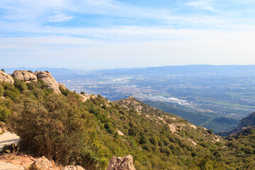 Beautiful view from the mountain of Montserrat in Catalonia, Spain