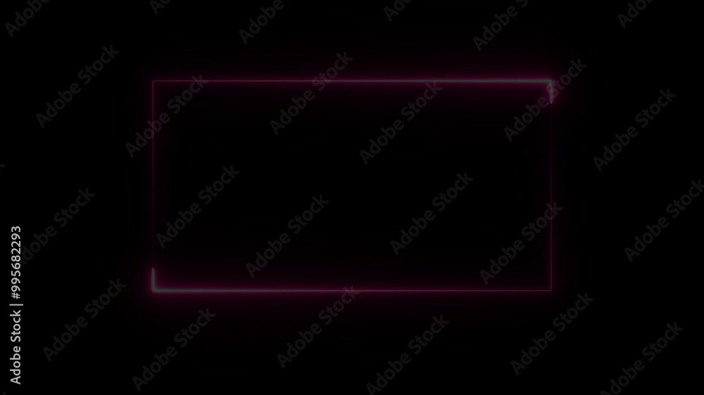 Wall mural abstract glowing neon rectangle border frame on black background. neon rectangle frame animation.