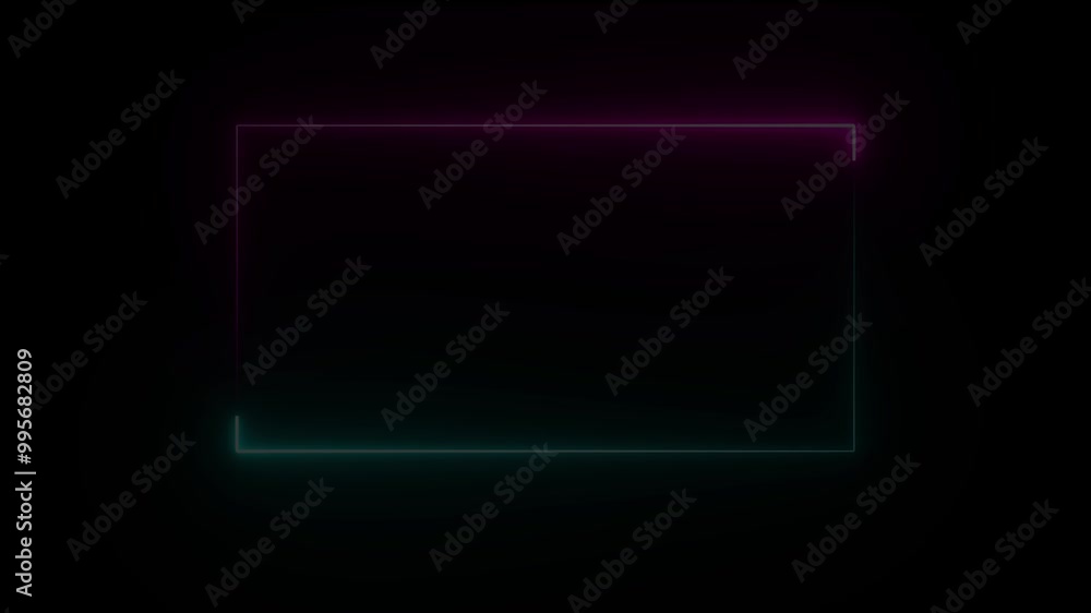 Canvas Prints rectangle picture frame with two tone neon color motion graphic. blue and pink light for overlay ele