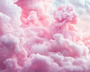 Dreamy pink clouds swirl and flow, a soft and ethereal landscape. .