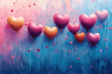 a vibrant abstract wallpaper filled with hearts balloons and confetti celebrating love and joy perfect for occasions like valentines day or festive gatherings
