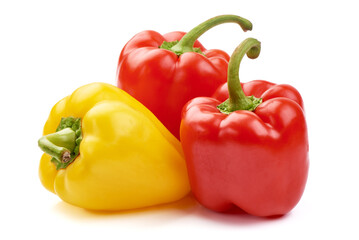 Bell pepper mix, isolated on white background.