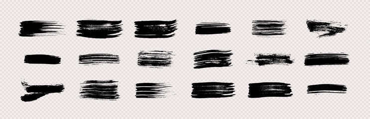 Set of black hand drawn brush strokes