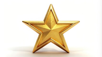 Obraz premium Large golden star is shining on a white background