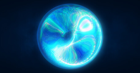 A glowing blue orb with fluid, swirling patterns inside, set against a dark background. Perfect for futuristic, sci-fi, or abstract design themes.