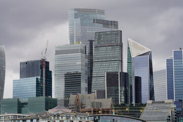 Fototapeta premium London financial district cityscape, London Architecture, London Skyline, Office Buildings, England United Kingdom Britain, Aerial panoramic view of The City of London cityscape Urban skyline