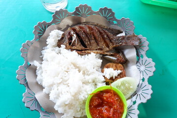 Indonesian Cuisine Nasi Lalapan Ikan
