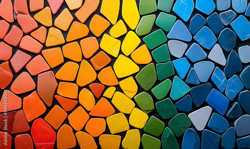 Poster vibrant mosaic of diversity, an intricate display of colors and patterns symbolizing cultural richne