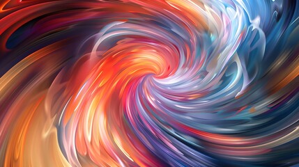 Abstract swirling pattern of red, orange, blue and purple colors.