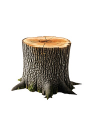 A detailed stump isolated on a transparent or white background, showcasing its natural texture and organic form. Ideal for nature-themed designs, eco projects, or woodcraft visuals.