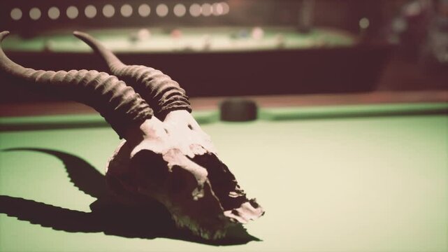 Gazelle Skull on a Billiard Table