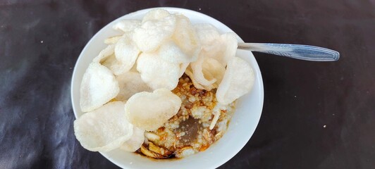 Indonesian rice porridge on the plate