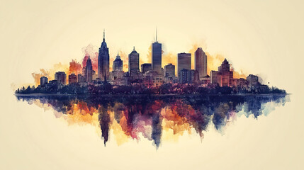 Obraz premium Gatineau, Canada, color pen pencil hand-drawn effect drawing illustration for travel poster, card, wallpaper, backdrop or banner. Modern, clear, artistic and simple