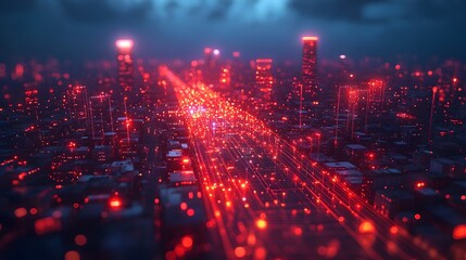 Futuristic 5G Network Infrastructure in a Smart City Skyline