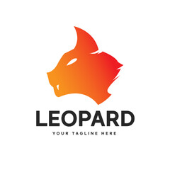 Leopard silhouette logo design, with leopard animal head elements, suitable for esports and company logo branding