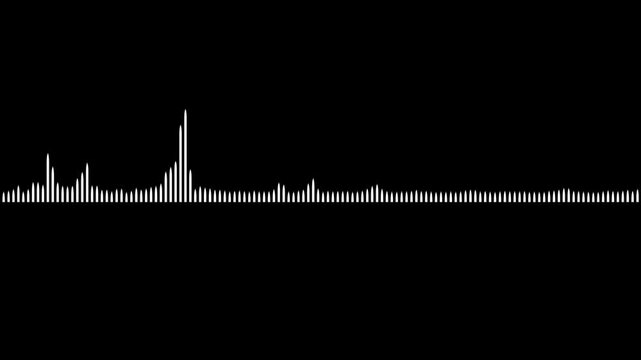 black video footage of audio visualizer on black background. Abstract music waves oscillation. Futuristic sound wave visualization. wave form Audio ,spectrum voice, Isolated on transparent .