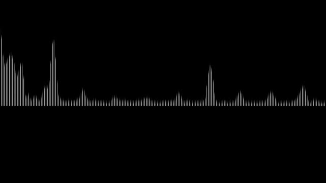 black video footage of audio visualizer on black background. Abstract music waves oscillation. Futuristic sound wave visualization. wave form Audio ,spectrum voice, Isolated on transparent .