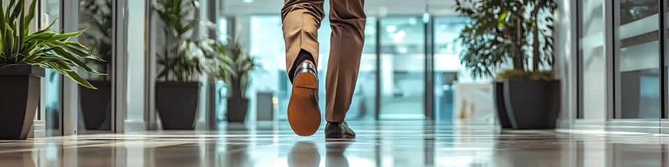 close up of man's legs in office. Selective focus