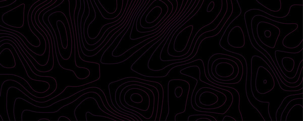 Abstract Black Terrain Map with Seamless Contour Lines and Grid Patterns for a Dark Landscape Discovery Banner
