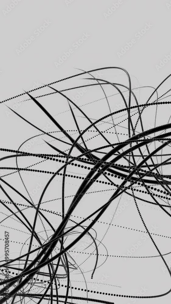 Poster drawing an abstract sketch with black twisting lines on a white background. design. curving narrow s