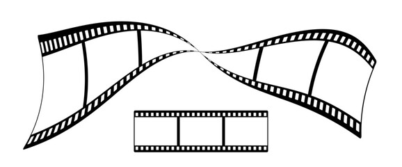 Abstract infinity 3d 35mm film strip vector design with frames on white background. Black film reel symbol illustration to use for photography, television, cinema, photo frame.