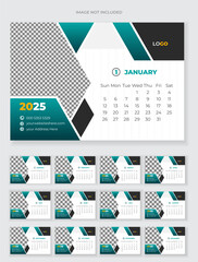 Vector Corporate Desk  calendar design, 2025 Table  calendar design ,wall calendar, cover template vector, advertisement creative.