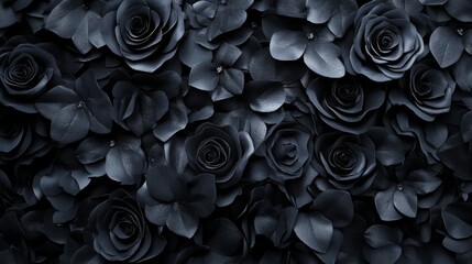 A Close-Up of a Beautiful Arrangement of Black Roses Against a Dark Background