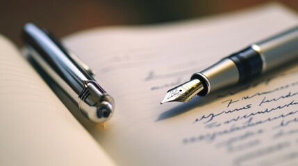 Elegant Fountain Pen on Notebook