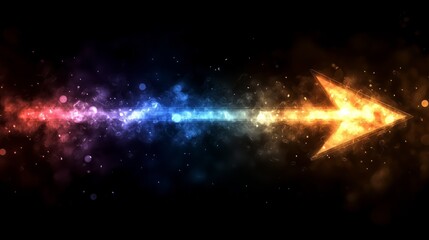 Naklejka premium Glowing Arrow with Colorful Light Trail