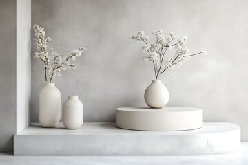 Elegant Minimalistic Stage Designs in Soft Pastel and Bold Colors for Modern Backgrounds