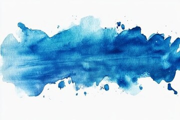Obraz premium Vibrant Blue Watercolor Painting Creating a Flowing Wave Effect on a Clean White Background