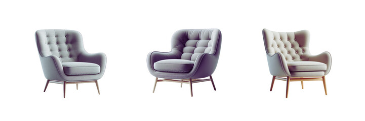 Obraz premium Set of Scandinavian armchair, isolated over on transparent white background