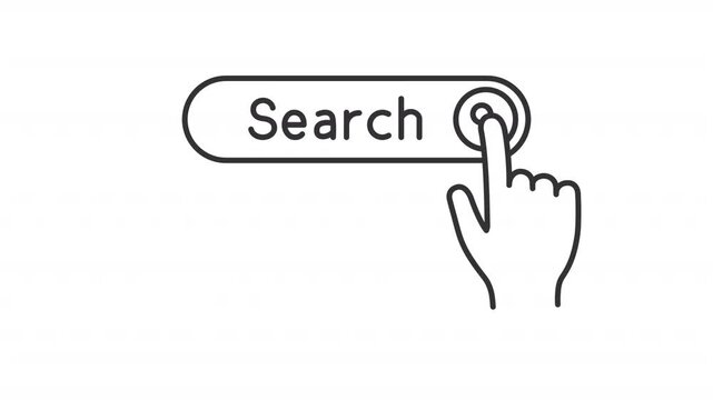 Search bar line animation. Web navigation animated icon. Scaling letters, pressing buttons. Browser interface. Black illustration on white background. HD video with alpha channel. Motion graphic