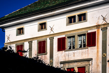 Autumn in Val Degano. Ovaro and its characteristic villages. The house with a hundred windows