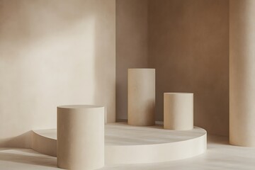 Elegant Minimalistic Stage Designs in Soft Pastel and Bold Colors for Modern Backgrounds