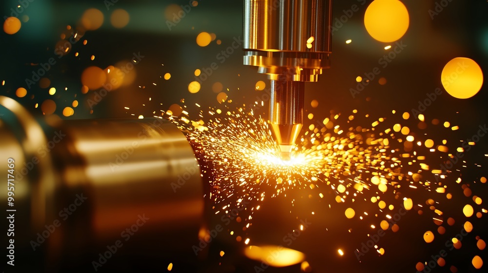 Poster a worker operating a lathe machine, shaping a metal part with precision, lathe machining, metalworki