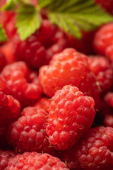 Ripe and juicy raspberry on the dark rustic background. Selective focus. Shallow depth of field.